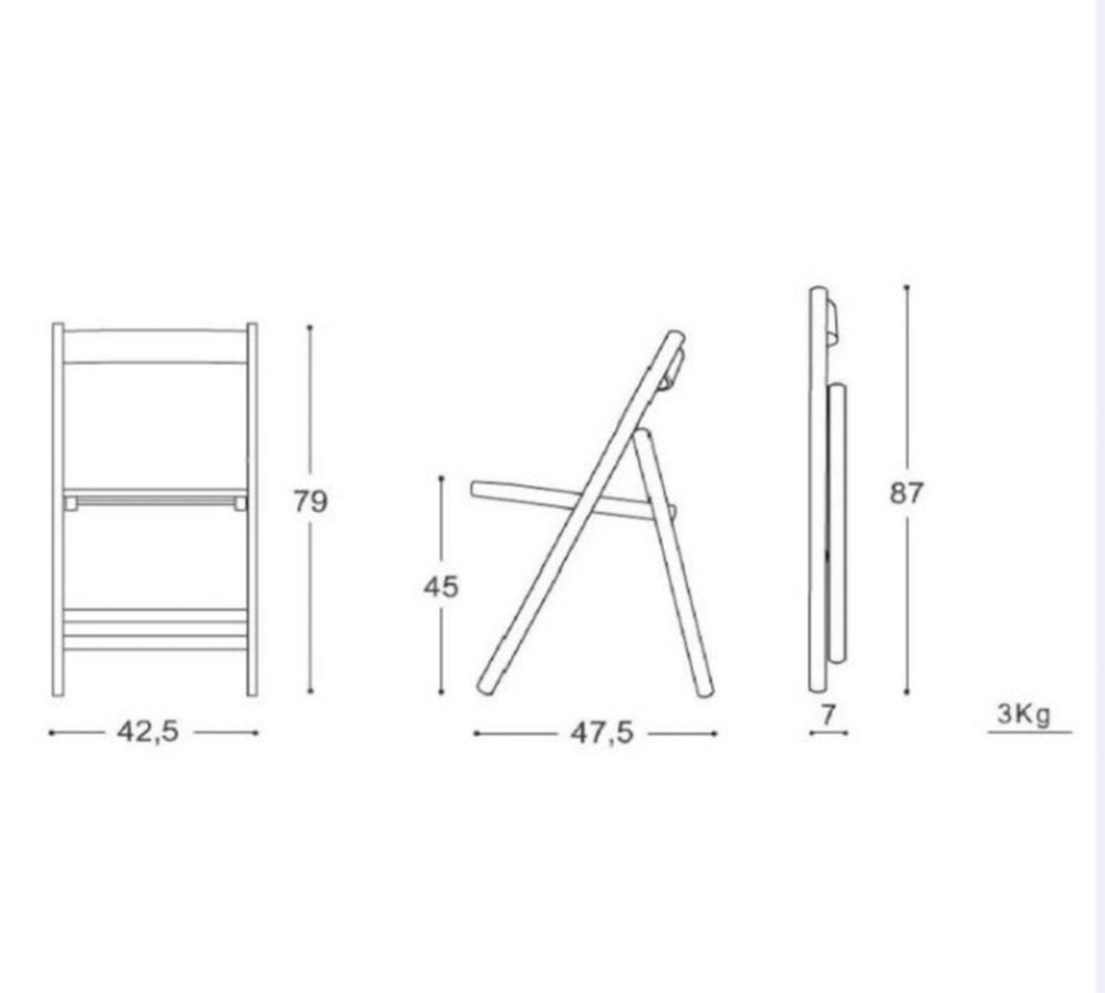 Scaun pliant lemn fag - ALB