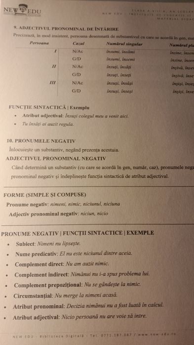 Fisiere teoretice limba romana Evaluare Națională clasa a 8 a