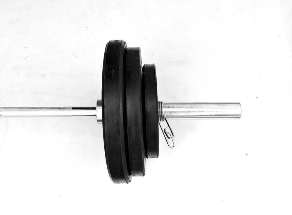 Олимпийски Прав лост 220см + 100кг тежести (гумени дискове)