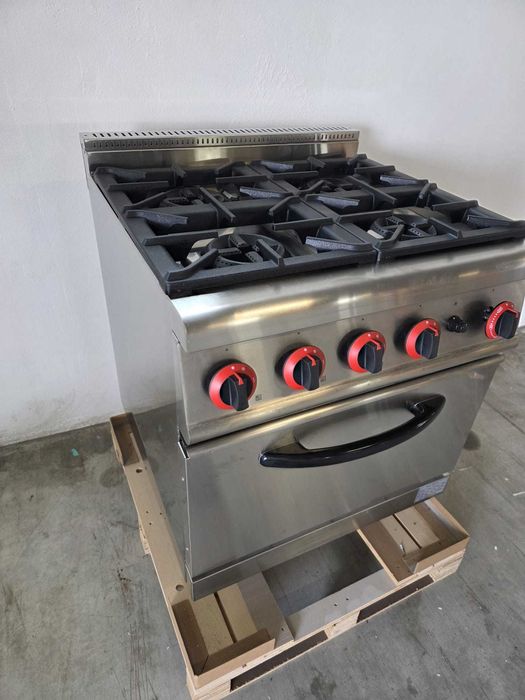 Aragaz profesional cu 4 ochiuri, cuptor,Complet inox ,Factura Garantie