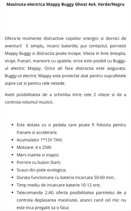 Buggy 4x4 copii verde