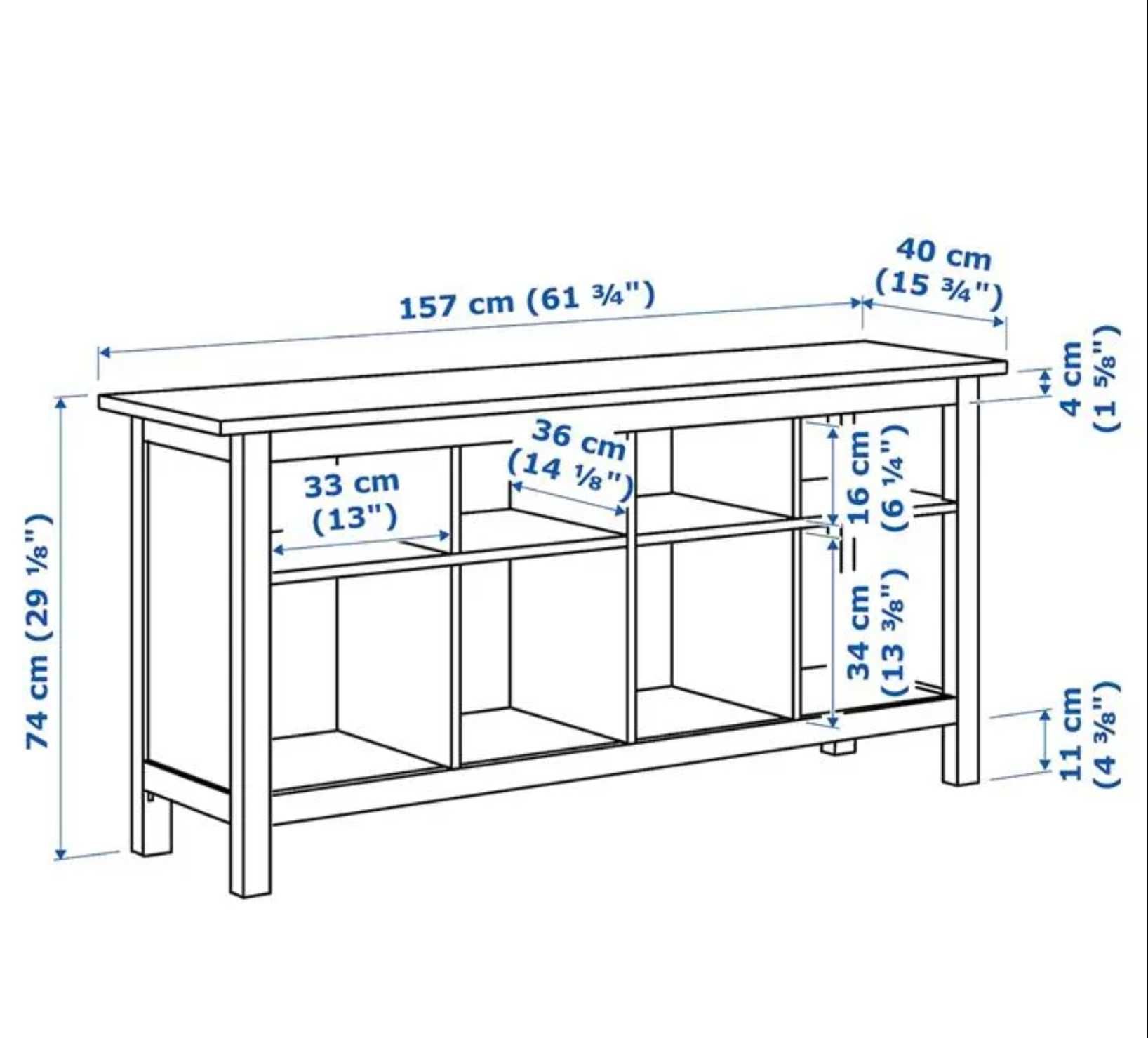 Consolă Hemnes IKEA, lemn masiv pin, finisaj alb mat, 157 cm X 40 cm