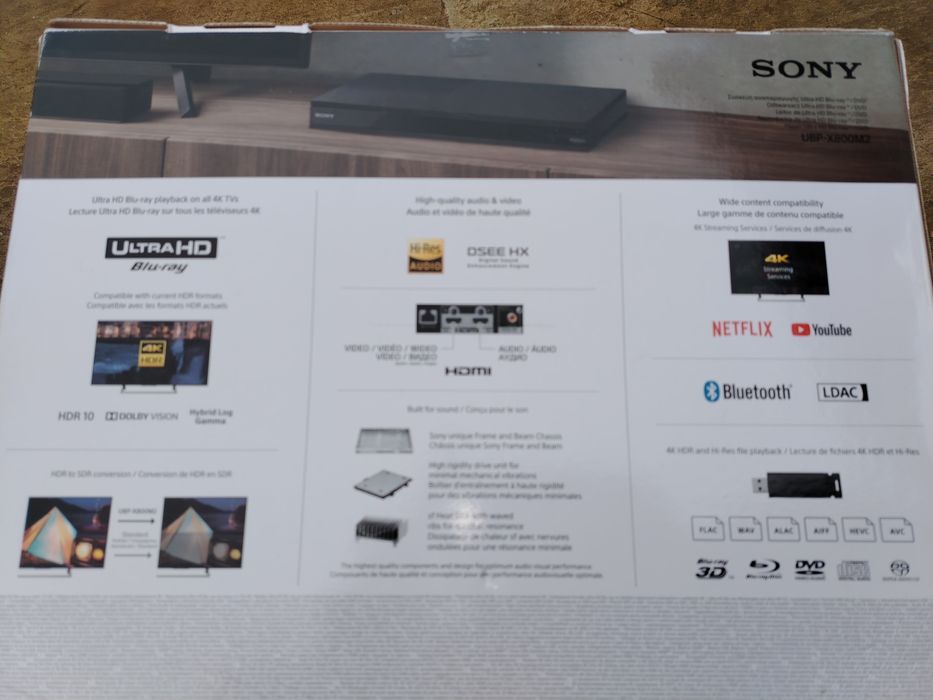 Blu-Ray player Smart SONY UBP-X800M2, 4K HDR, Wi-Fi, USB, negru