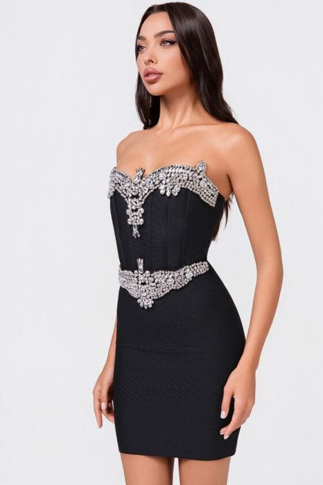 Бандажна рокля с кристали