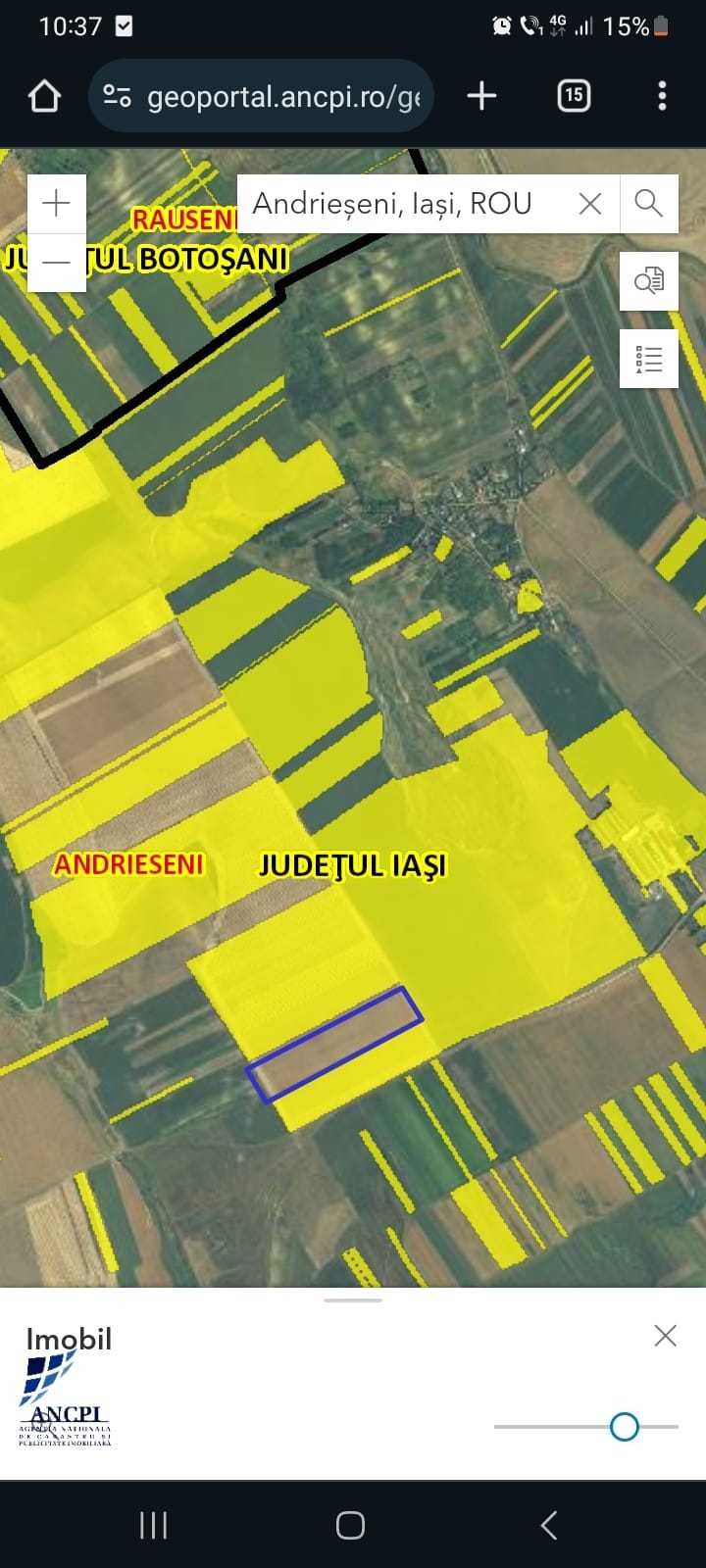 Vand 6,66 hectare teren arabil Andrieseni Judetul Iasi spre Botosani