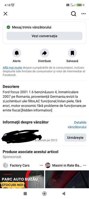 Ford focus 1 in perfecta stare de funcționare