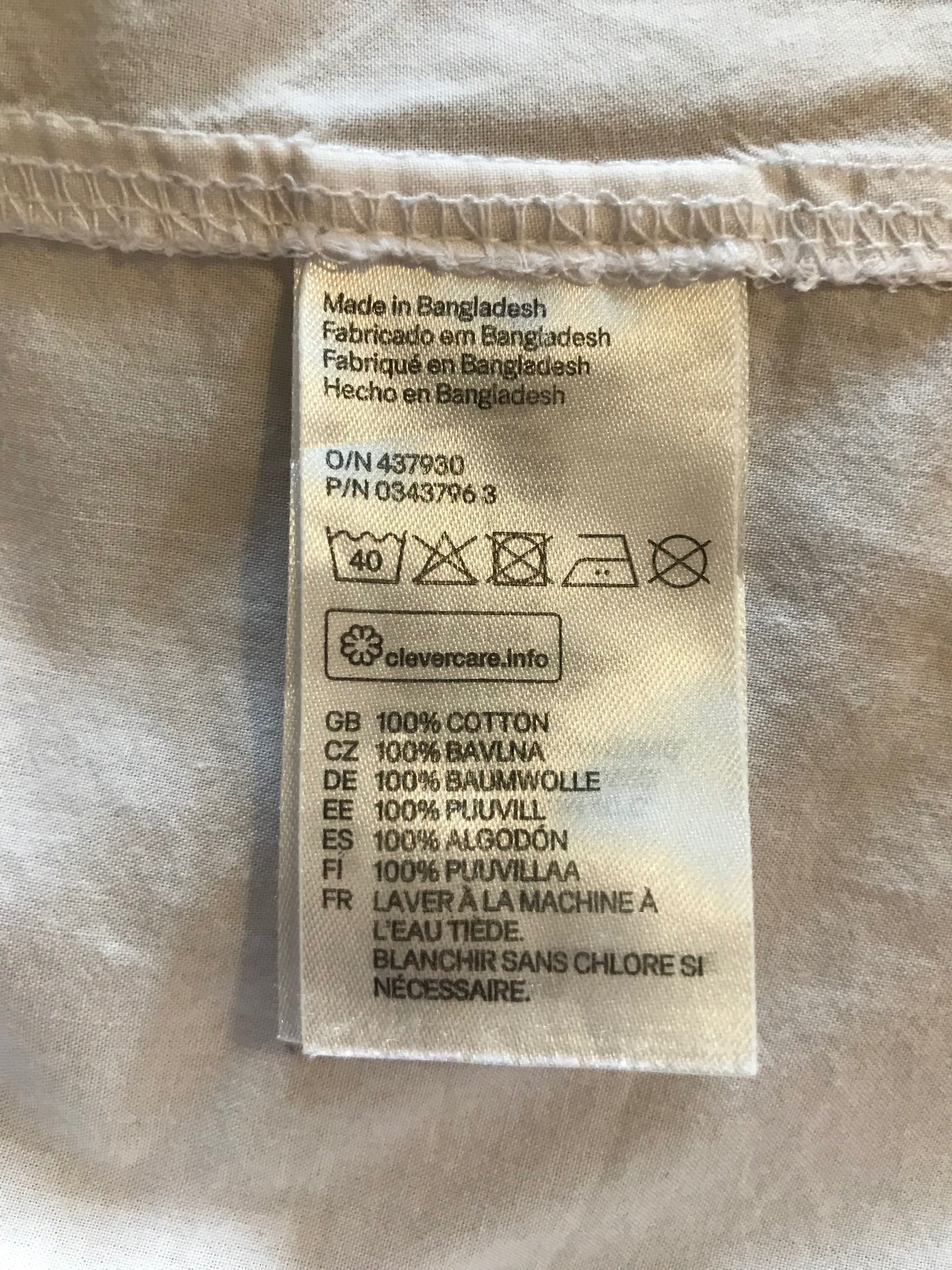 H&M Дамска риза, офис, дълъг ръкав, бяла, р-р 46, 100% памук