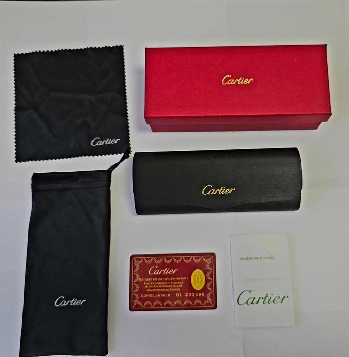 Ochelari de soare rimless Cartier Leopard Black