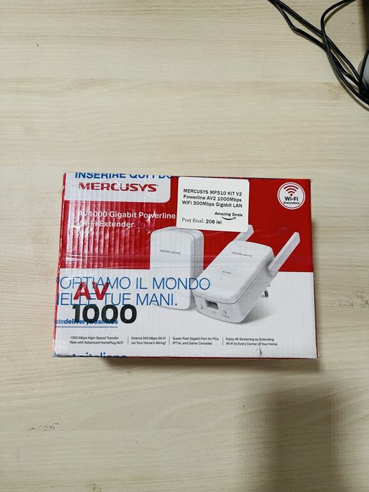 Extender WiFi Rapid - Mercurys MP510 Kit v2 Powerline AV2 1000Mbps