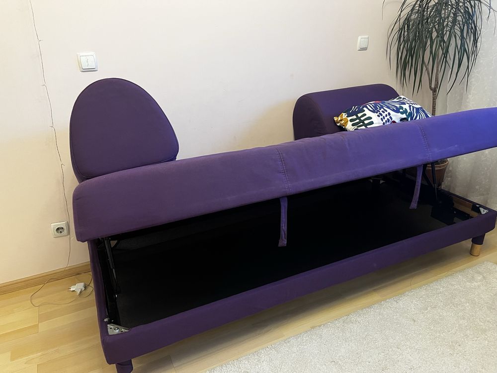 Диван IKEA Flottebo (90x200), лилав, с място за съхранение