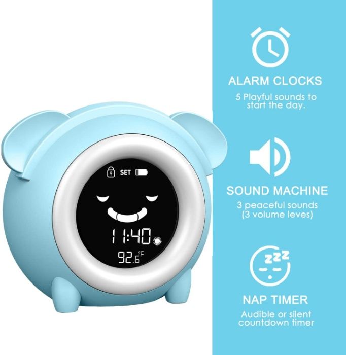 Ceas ptr camera copilului cu lumina color,termometru si alarma