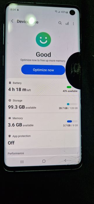 Samsung S10 varianta cu procesor Qualcomm 128 gb display cu pată crapa