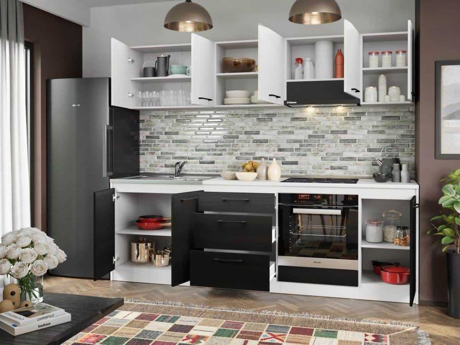 Set Mobila Bucatarie Mina Yang 240 Ferrara/Alb C123