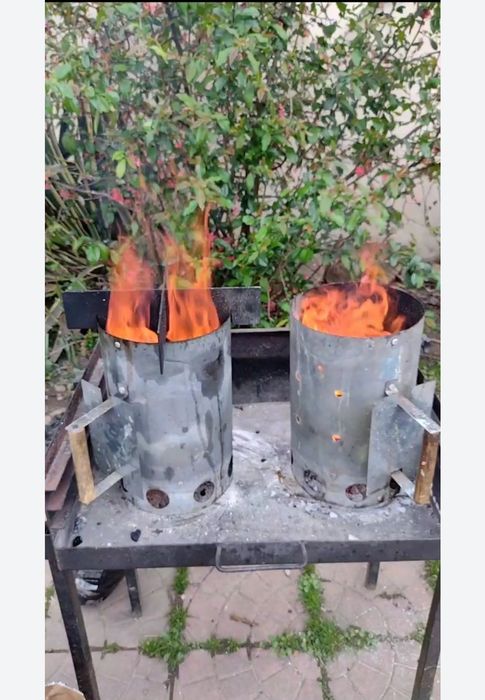 Smart set pt grătare mari. 2 aprinzătoare cărbuni+ suport vase