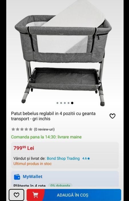 Pătuț bebeluși reglabil