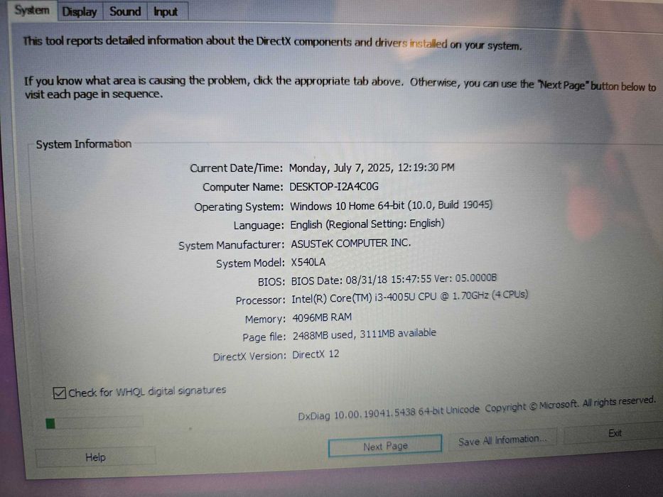 Laptop asus X540LA intel i3 gen4 SSD sau dezmembrez