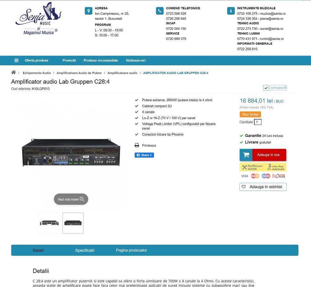 Amplificator Profesional Lab Gruppen C28:4 - Total 2800W - 4 Canale