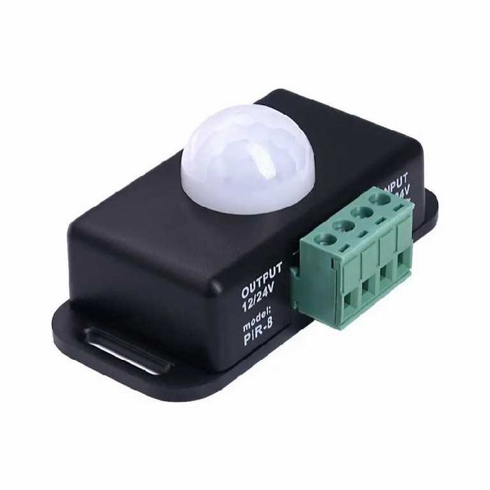 SENZOR de MISCARE prezenta PIR 12v 24v 6A schema