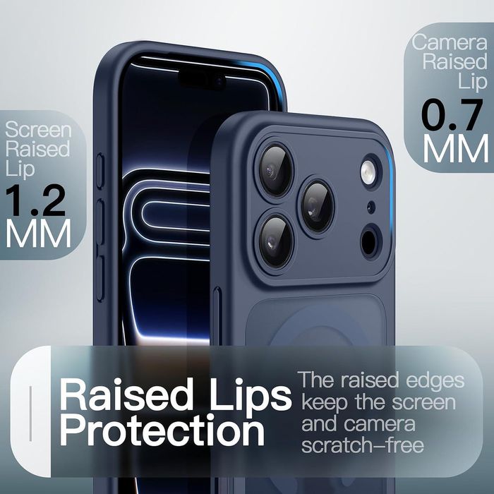 Матов magsafe кейс за apple iphone 17 pro max - тъмно син