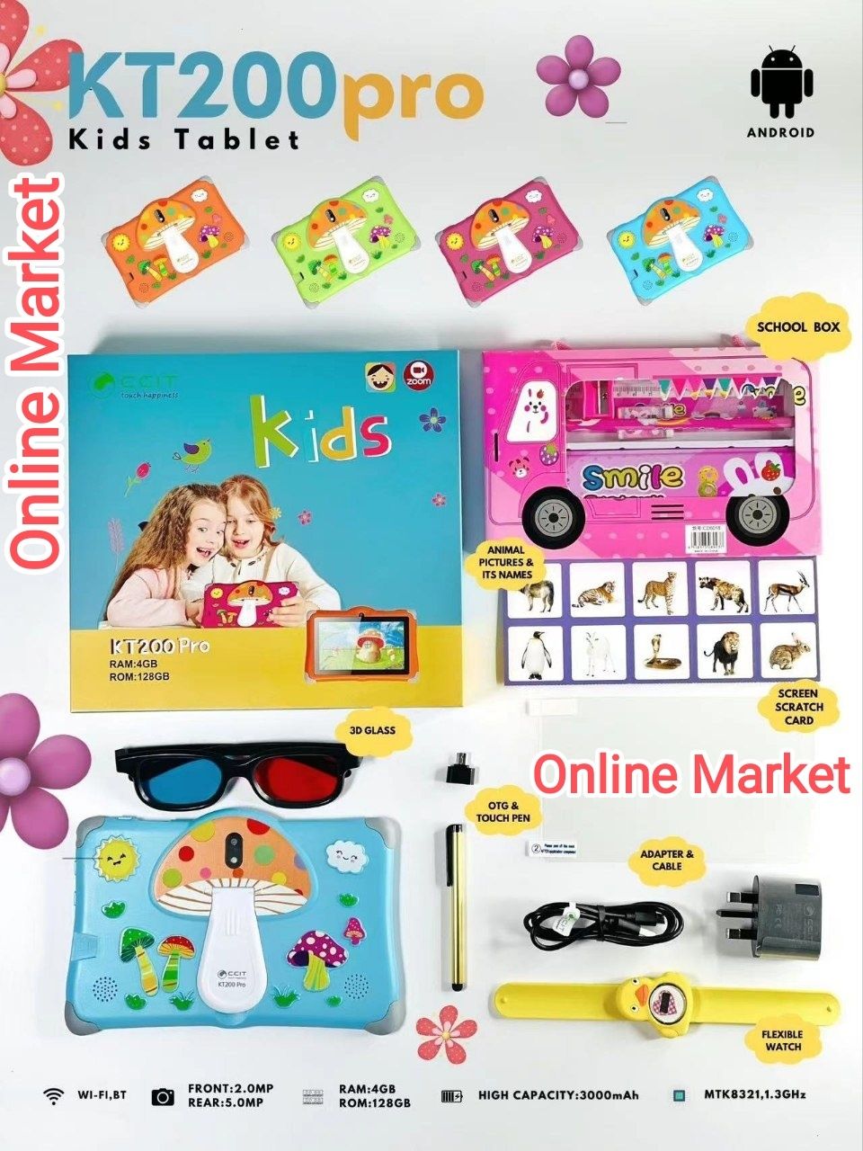Bolalar plansheti CCIT KT 200 Pro+Sovgʻa LCD planshet, Детский планшет