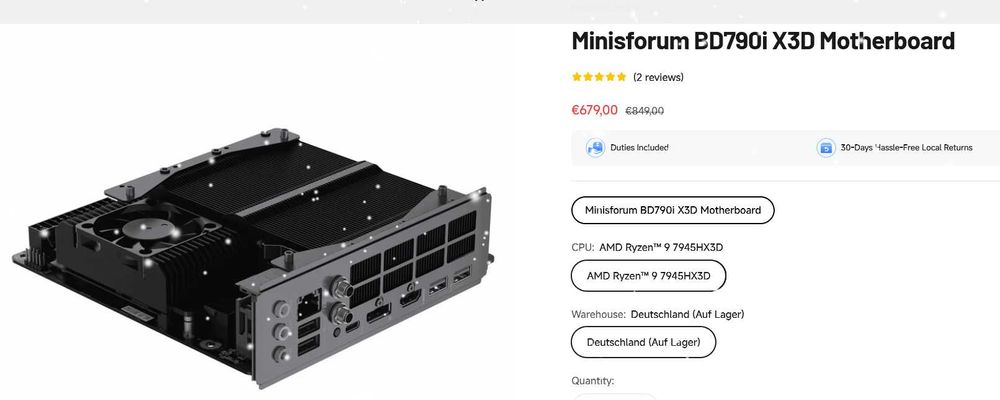 Kit MiniITX Minisforum AMD Ryzen 9 7945HX3D + optional 96 GB RAM