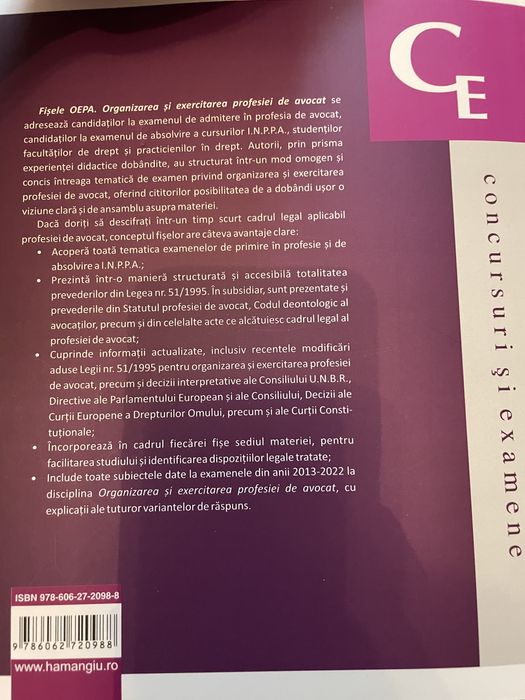 Pachet promovare garantata 100% examen Avocatua.Nu le vand separat.