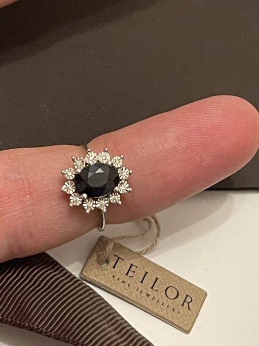 Inel Teilor aur 14k, diamante și safir 1,56ct , marimea 48