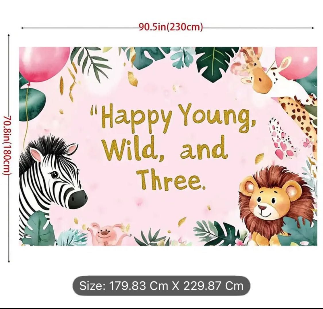 Банер за рожден ден Happy Young, Wild and Three