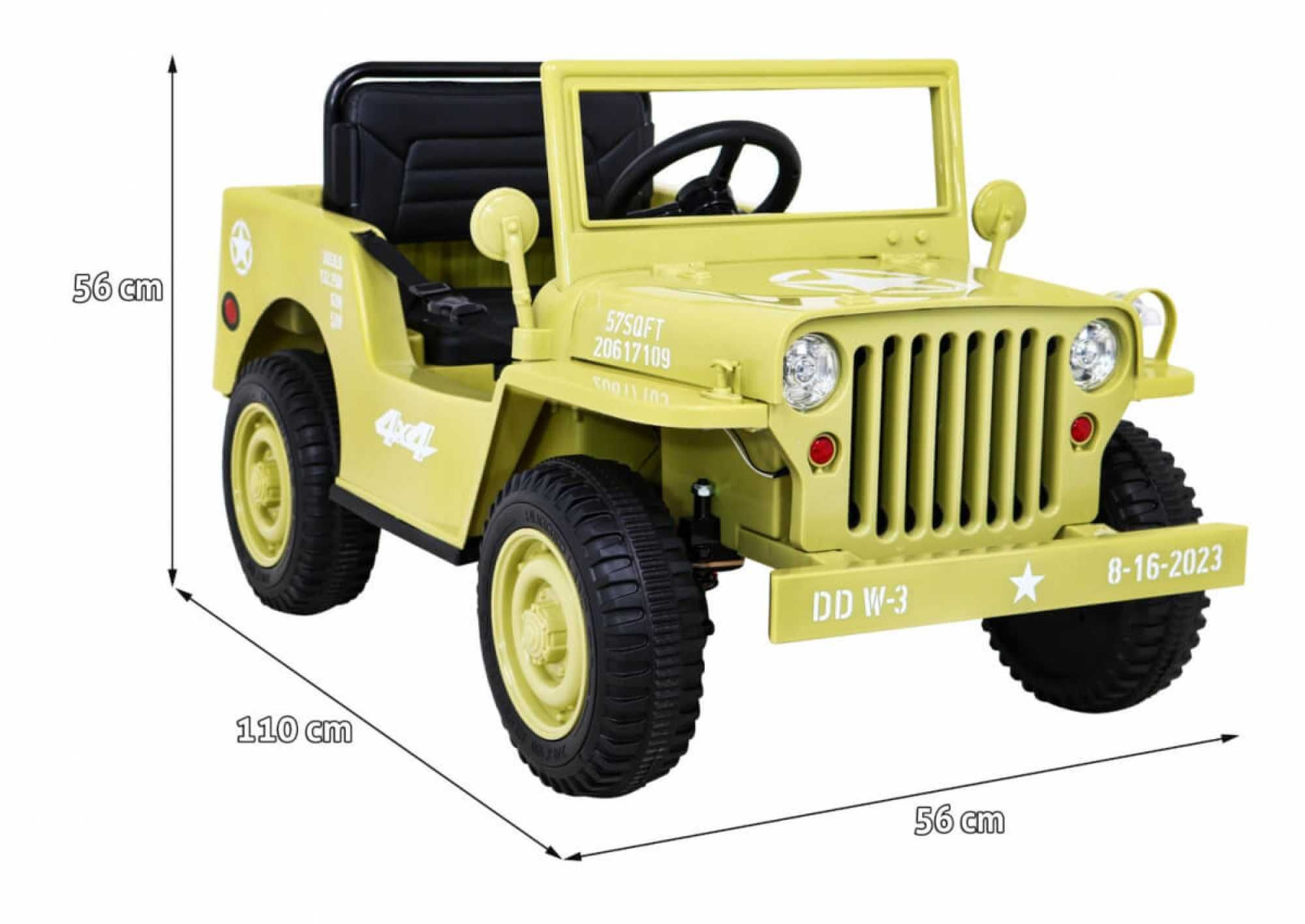 Masinuta electrica copii 1-6 ani Jeep Military, 4x4 , Roti Moi #Bej