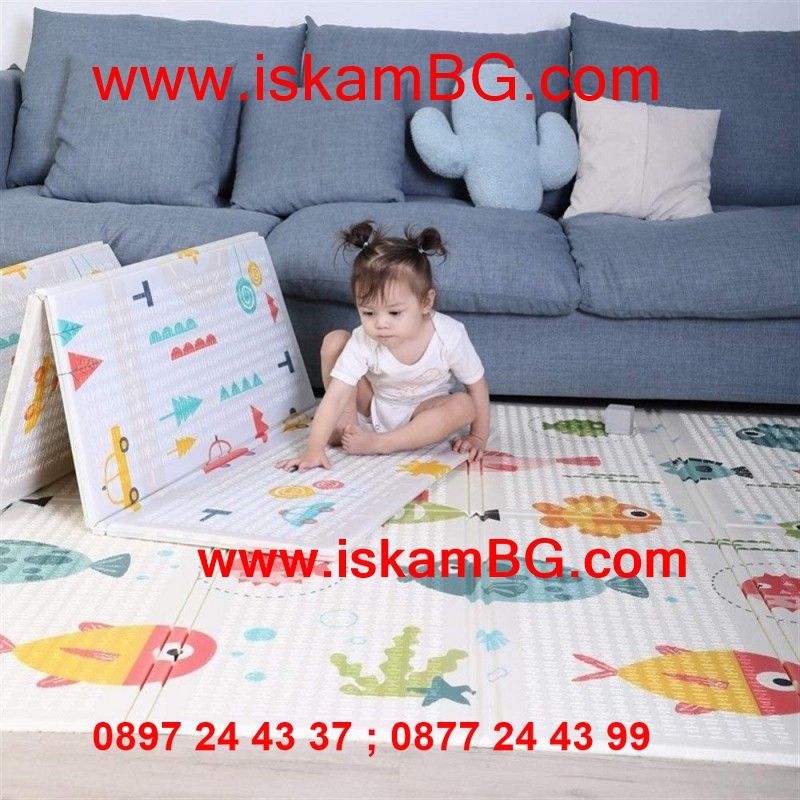 Килимче за игра Двулицева детска постелка за игра  2х1.8м меко килимче