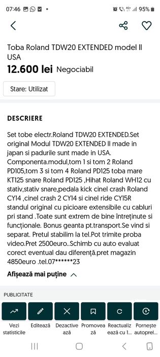 Set tobe electronice Roland TD 10,TD11 ,TD20,TD 20 si Yamaha