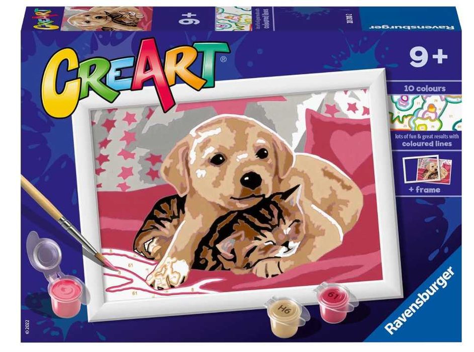 Ravensburger - CreArt  catelus cu pisica, vopsea 9+ ani, 202102
