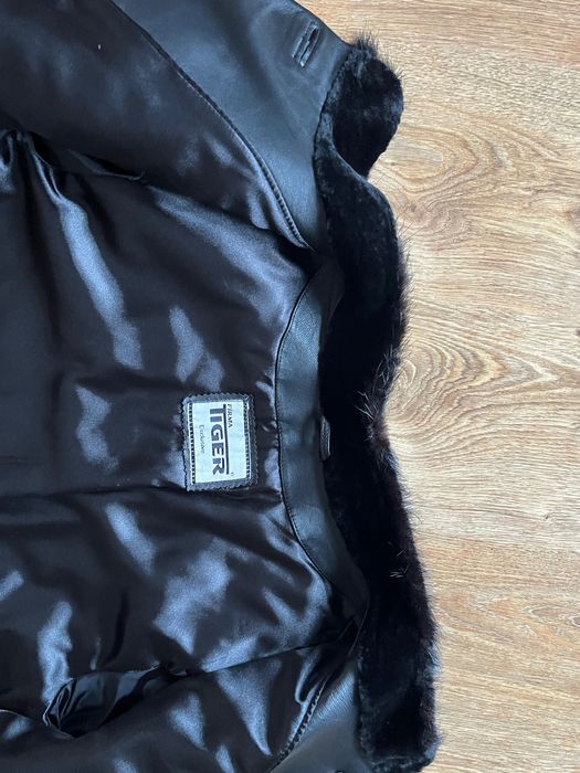 Стилно палто от естествена кожа-пони, каракул с яка от нутрия-ново