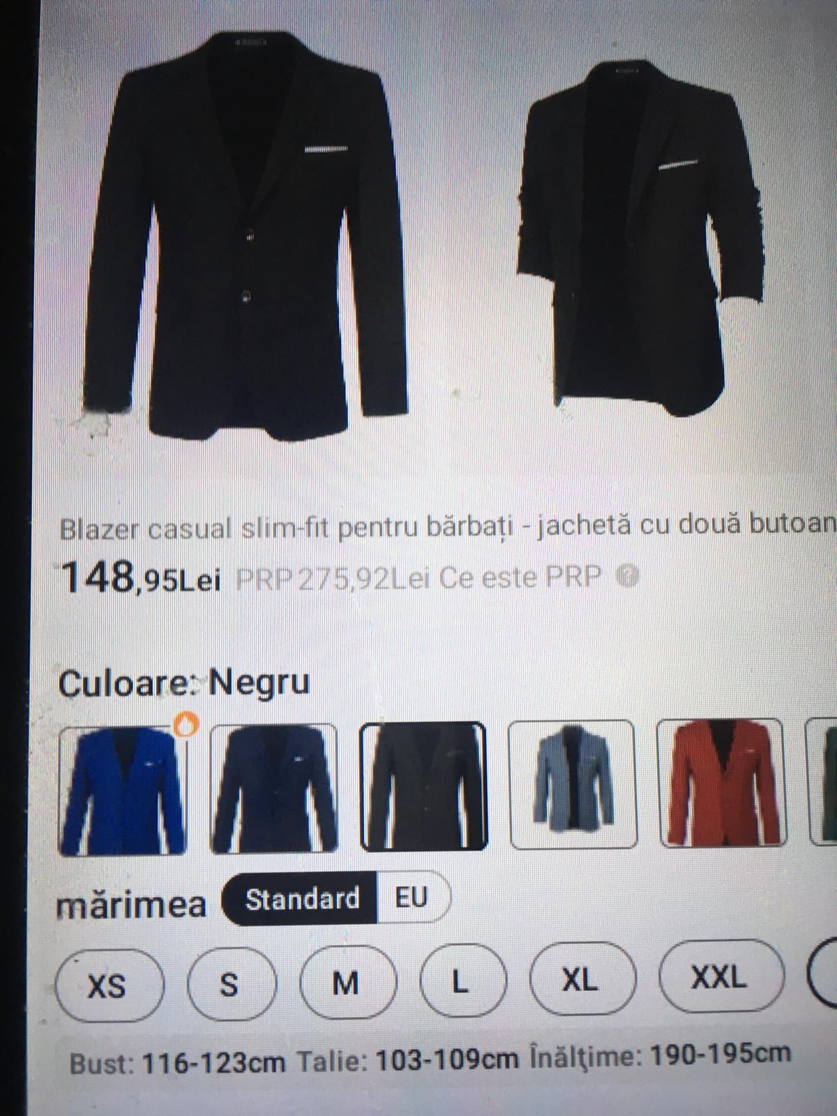 Sacou negru din poliester pentru birou, afaceri