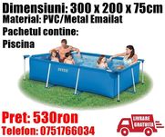 Piscina Copii Dreptunghiulara Cadru Metalic 300x200x75cm LivratGRATUIT