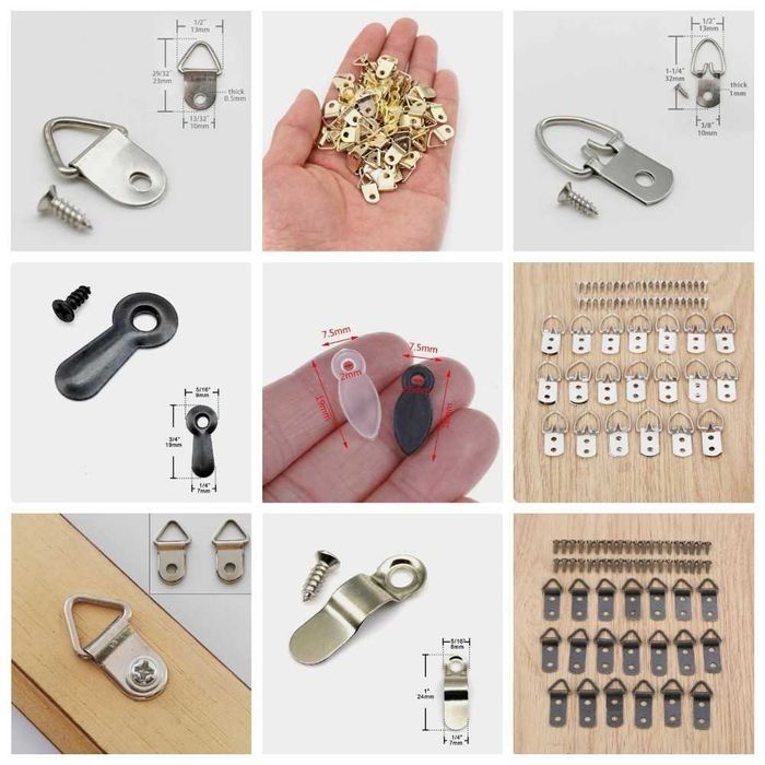 Крючки, петли с шурупами, для навески картин, фотографий в рамках