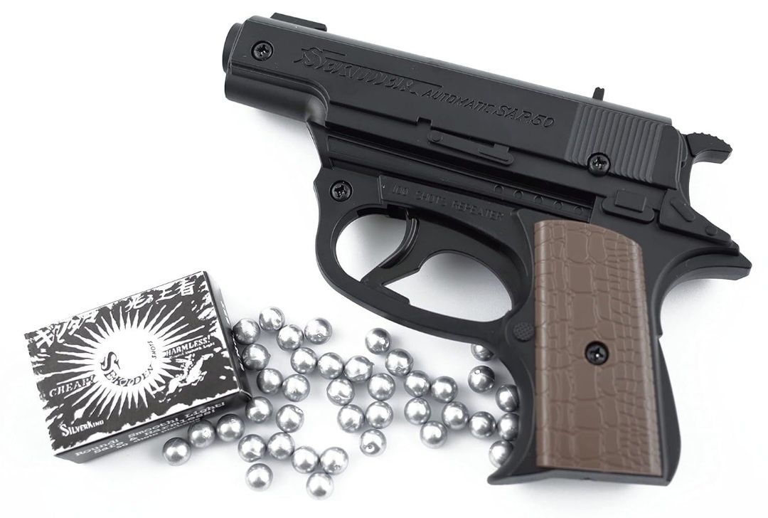 Pistol jucărie cu bile argintii Sekiden automatic SAP.50 HatsuIri Toy
