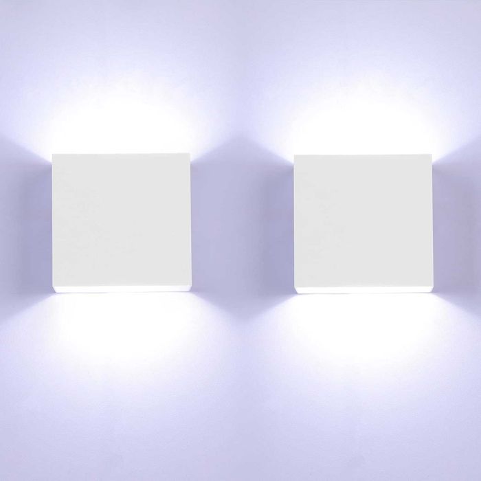Aplice LED 6W, lumina alba rece, 10x5x10cm, set de2, alb