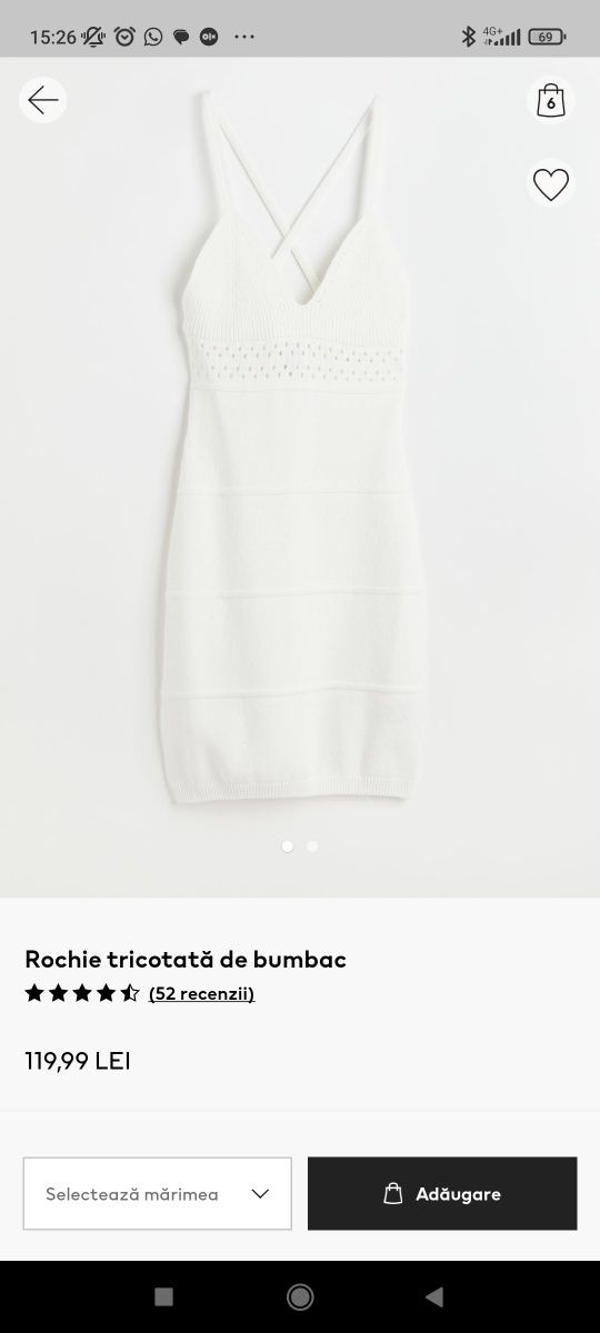 Rochie tricotata scurta de plaja 100% bumbac mărimea S