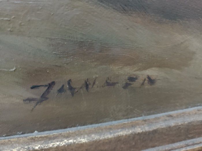 Ulei pe panza o lucrare veche semnată încadrata într-o ramă Blondel di