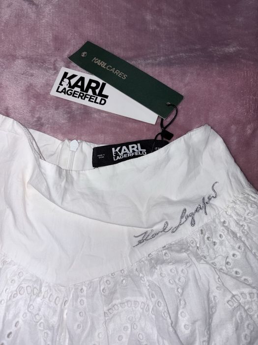 Fustă S 38 Alb Albă Karl Lagerfeld eticheta alb albă negru argintiu