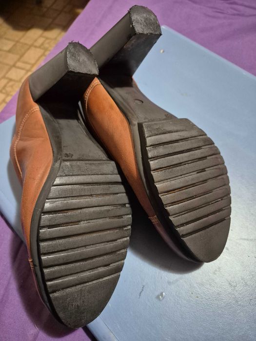 Pantofi dama, piele naturala, marime 41, maro, purtati o data