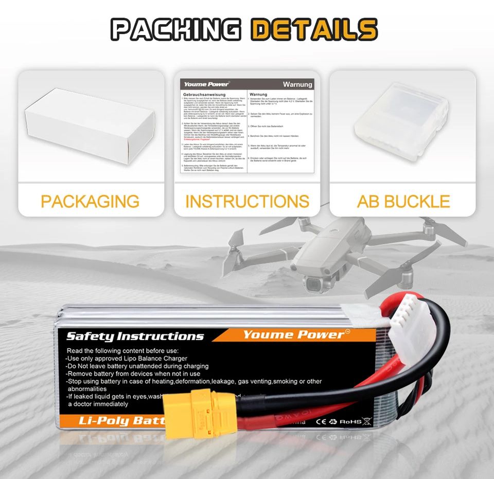 RC car Lipo Battery 14.8V 6500mah 60C T Deans EC5 XT60