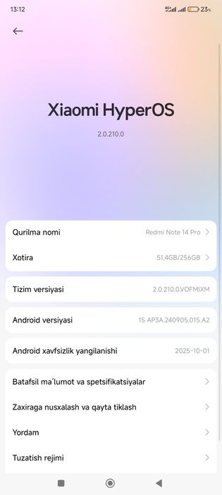 Redmi not 14 Pro toʻrtkoʻl