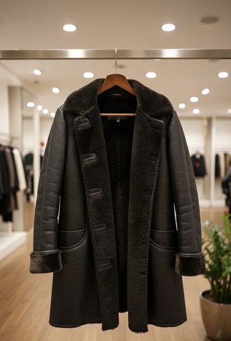 Мъжко кожено палто набук и каракул ХЛ