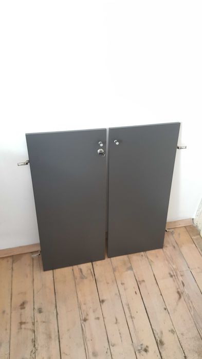 Вратички за шкаф, 4 броя, цвят черен, 76×34см