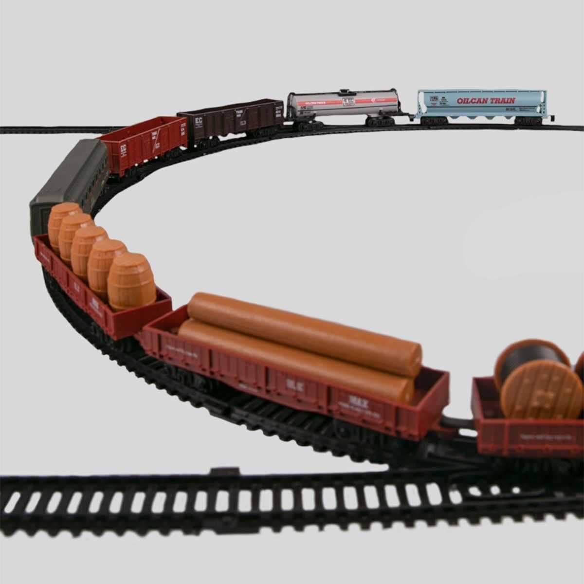 Железная дорога с прожектором на батарейках (Поезд + 9 вагонов)