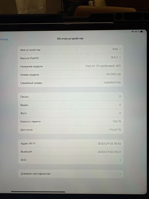 Ipad Air M2 - 13’ 128 GB