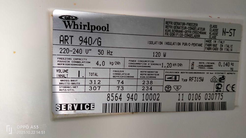 Vand frigider Whirpool cu doua usi