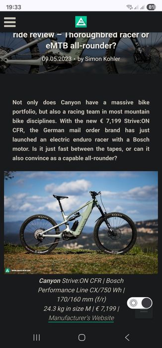 Bicicleta electrica Canyon Strive CFR